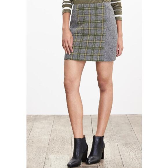 NWT Banana Republic Skirt Plaid Tweed Mini Wool Blend Size 6 - Picture 1 of 6